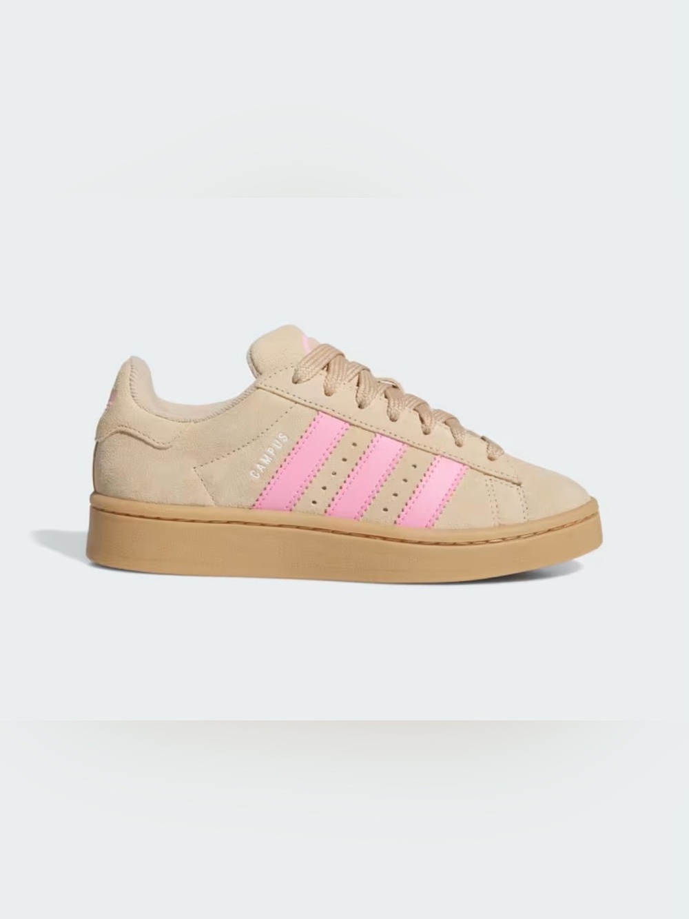 Adidas Campus 00s Suede Sneaker in Beige with Pink Stripes - Youth Size 5.5 (GS)